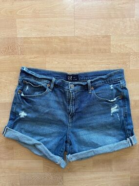 GAP Distressed Blue Denim Rolled-Cuff Women's Shorts